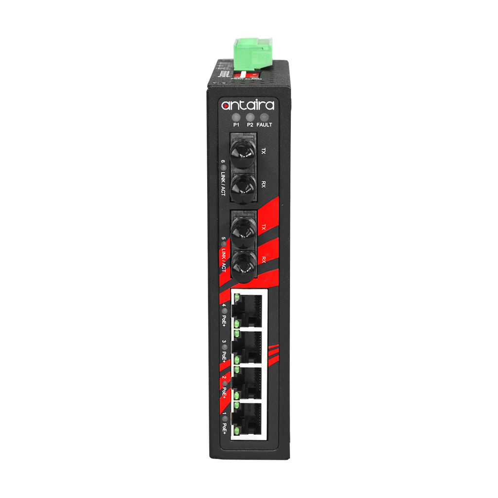 Switch PoE+ LNP-0602-ST-M-T (4*10/100Tx + 2*100Fx ST MM 2Km) - AGL