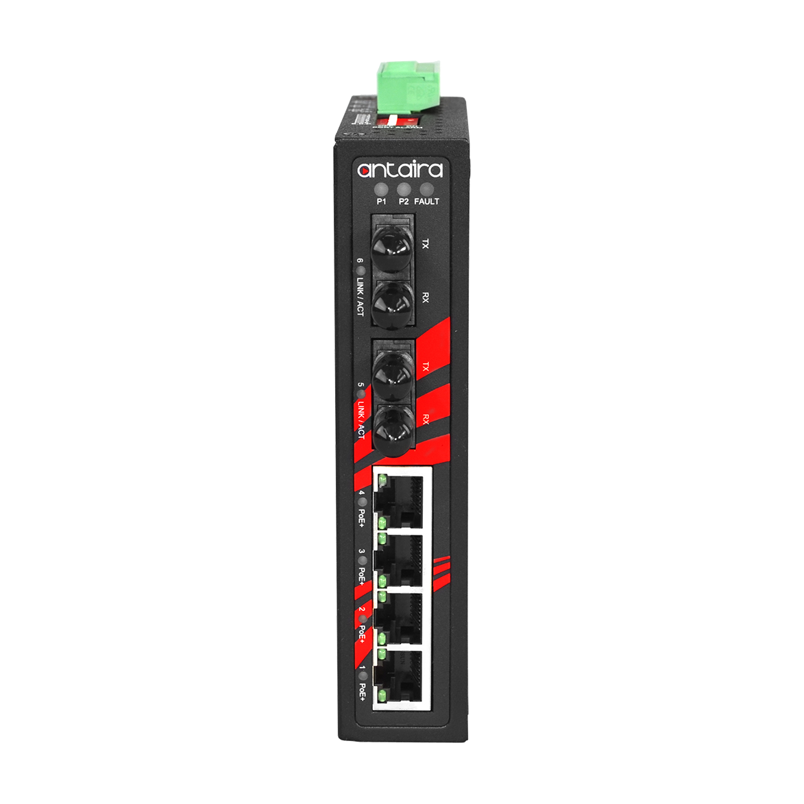 Switch PoE+ LNP-0602-ST-M-T (4*10/100Tx + 2*100Fx ST MM 2Km) - AGL