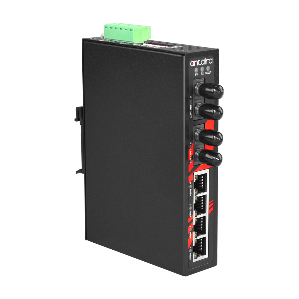 Switch PoE+ LNP-0602-ST-S3 (4*10/100Tx + 2*100Fx ST SM 30Km) - AGL