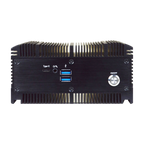 Computador industrial Jetway, vista frontal com botão de alimentação e portas USB