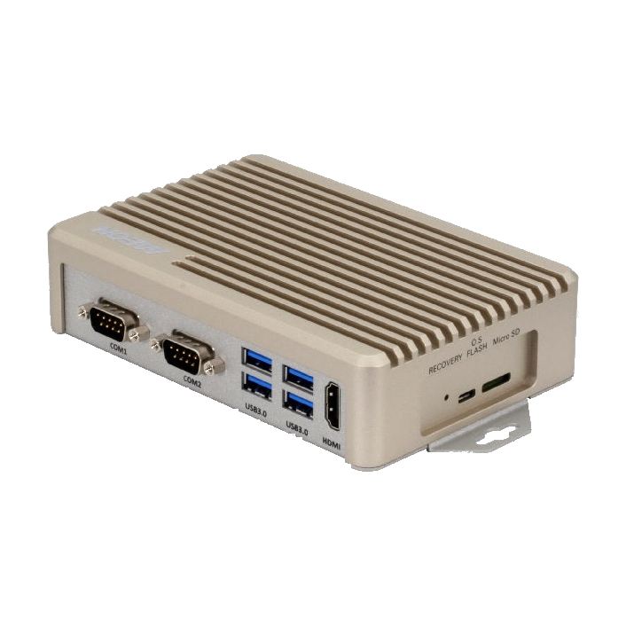 Equipamento AAEON BOXER-8250AI, vista do chassis e das ligações