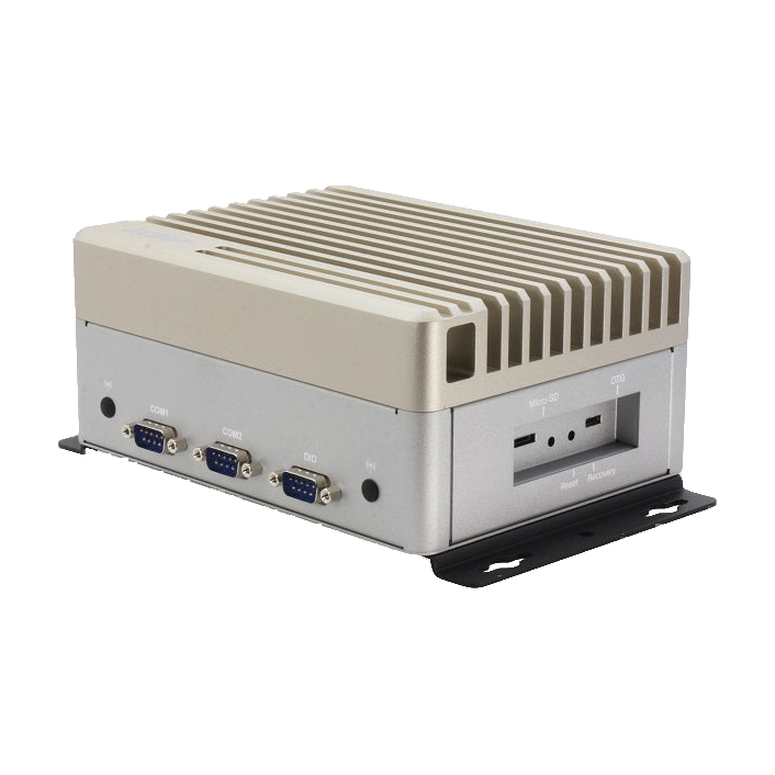 Equipamento AAEON BOXER-8641AI, vista do chassis e das ligações