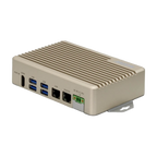 Equipamento AAEON BOXER-8222AI, vista do chassis, ligações e patilha