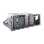 Computador industrial Neousys Nuvo-6032, vista do chassis e do suporte de montagem