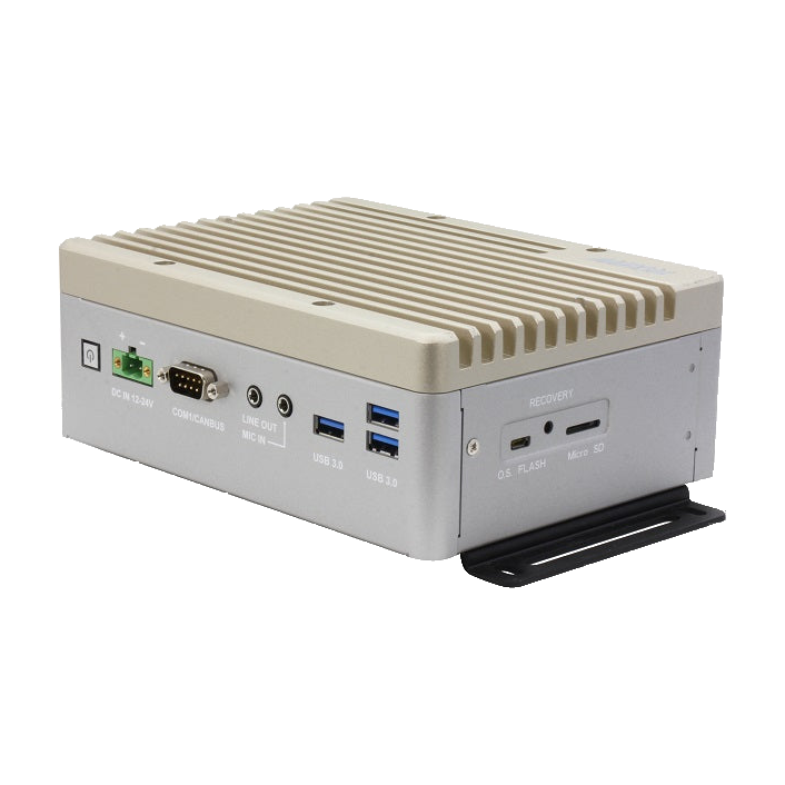 Equipamento AAEON BOXER-8256AI, vista do chassis e ligações