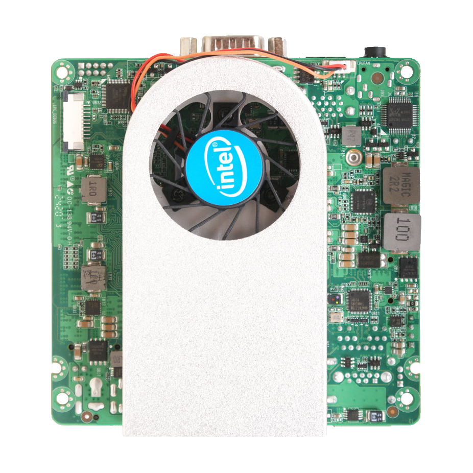 Placa industrial Jetway JNU95-10210, vista superior com ventoinha