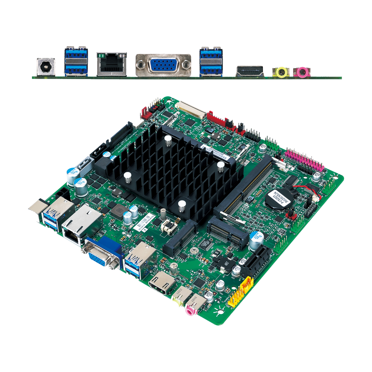 Equipamento MiTAC PD10RI-N3160, vistas da placa e das ligações