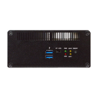 Computador industrial Jetway HBFCT95, painel frontal com portas USB e indicadores