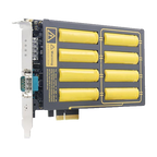 Módulo Neousys PB-2500J-PCIe, perspetiva do lado dos oito condensadores