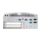 Neousys Nuvo-7160GC, vista do painel série com duas tampas metálicas de expansão