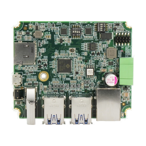 Placa AAEON BOXER-8251AI-KIT, vista da placa e conectores