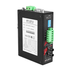 Conversor industrial Antaira STF-401C-TM02-T, vista das ligações e dos bornes