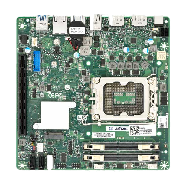 Placa industrial MiTAC PH14ADI-H610-12V, vista dos componentes