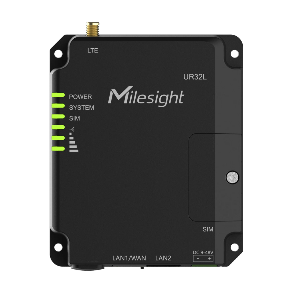 Router industrial Milesight UR32L-L04EU-P, vista superior do equipamento
