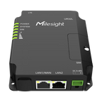 Router industrial Milesight UR32L-L04EU, vista frontal das ligações