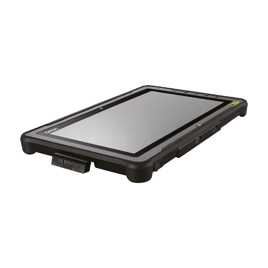 Tablet Getac F110-Ex G5 ATEX — vista frontal em ângulo baixo