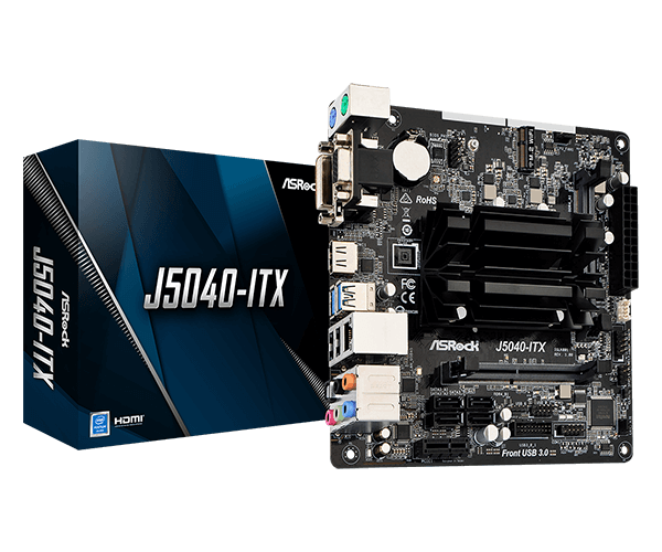 ASRock J5040-ITX (Intel Pentium Silver J5040 até 3.2 GHz, PCIe)