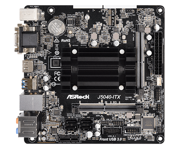 ASRock J5040-ITX (Intel Pentium Silver J5040 até 3.2 GHz, PCIe)
