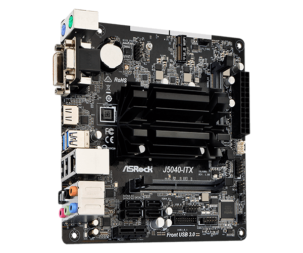 ASRock J5040-ITX (Intel Pentium Silver J5040 até 3.2 GHz, PCIe)