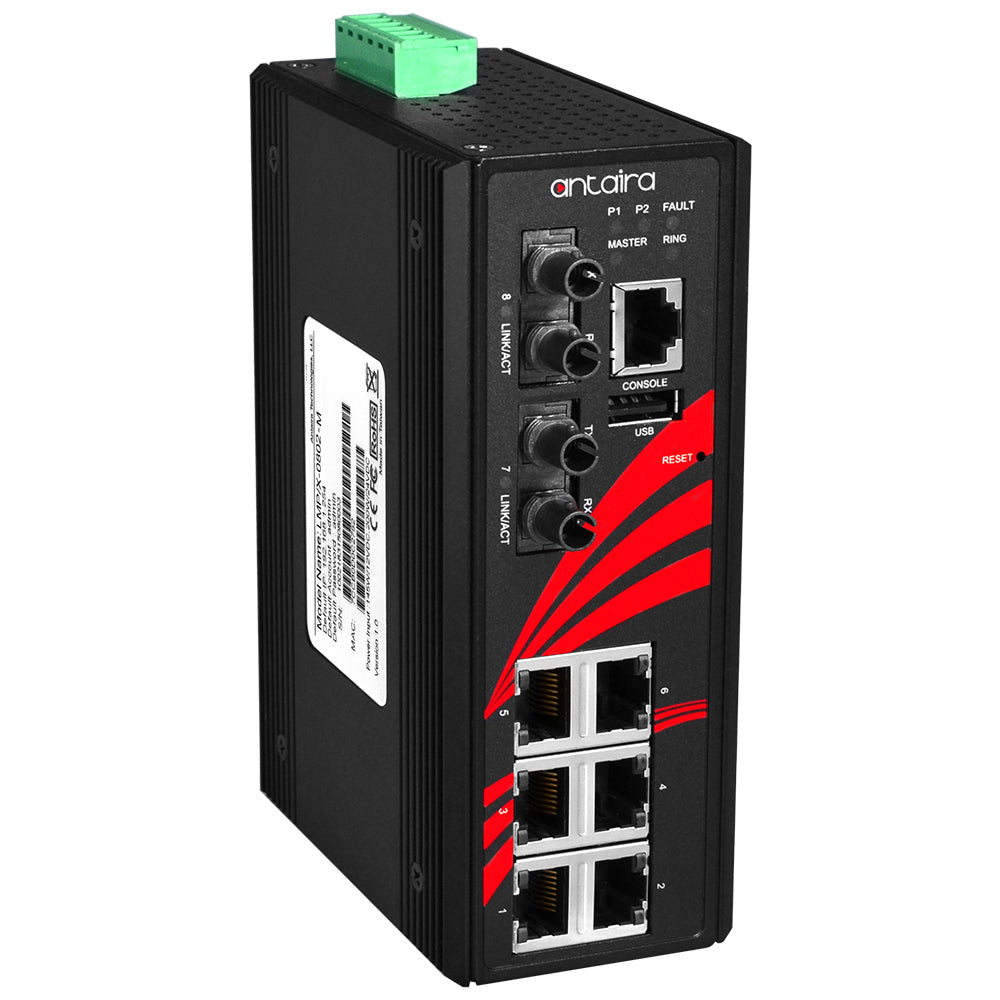 Switch LMX-0802-ST-M (6*10/100Tx + 2*100Fx ST, MM 2Km)