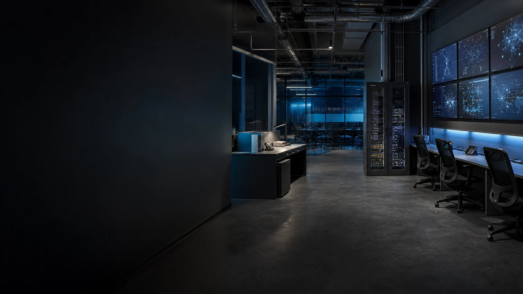 Centro de operações industrial com infraestrutura de comunicação e monitorização
